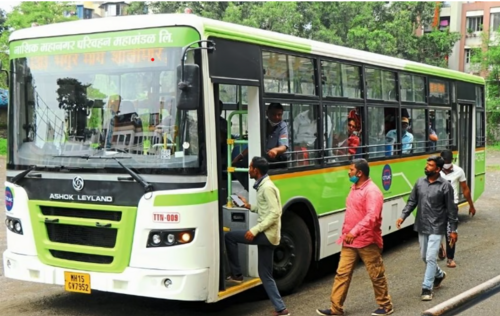 Citylinc bus operating on a city route in Nashik.
