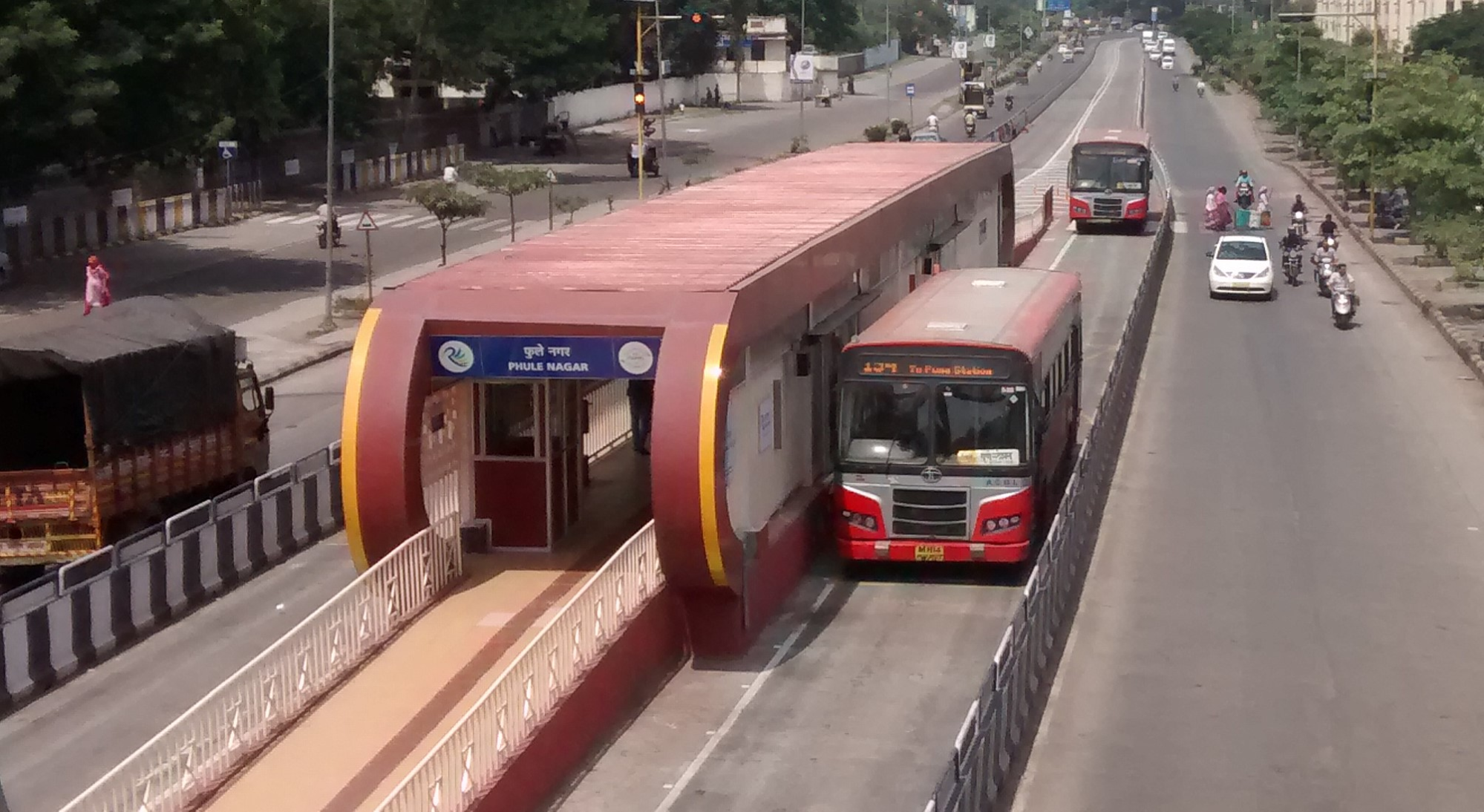 Dedicated BRT lanes in Pune were created to provide faster, separate corridors for city buses.