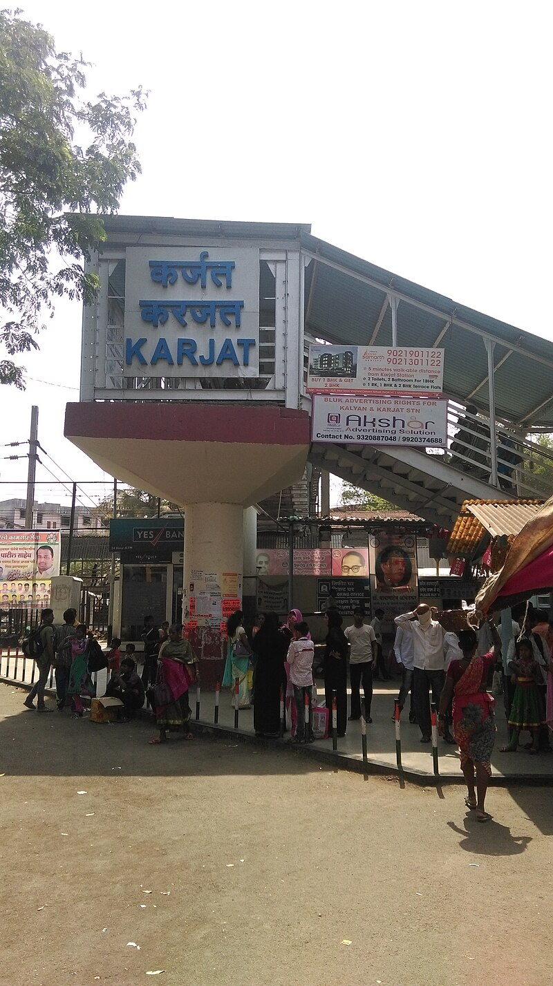 Karjat station at the base of the Bhor Ghat, on the Mumbai–Pune main line, was established in the 19th century.